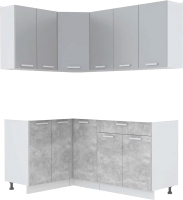 Кухонный гарнитур Интерлиния Мила Лайт 1.2x1.8 без столешницы (серебристый/бетон) - 
