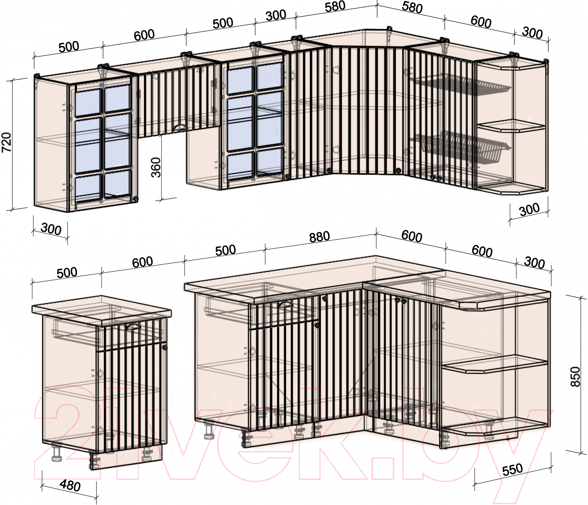 Готовая кухня Интерлиния Берес 1.5x2.5 правая