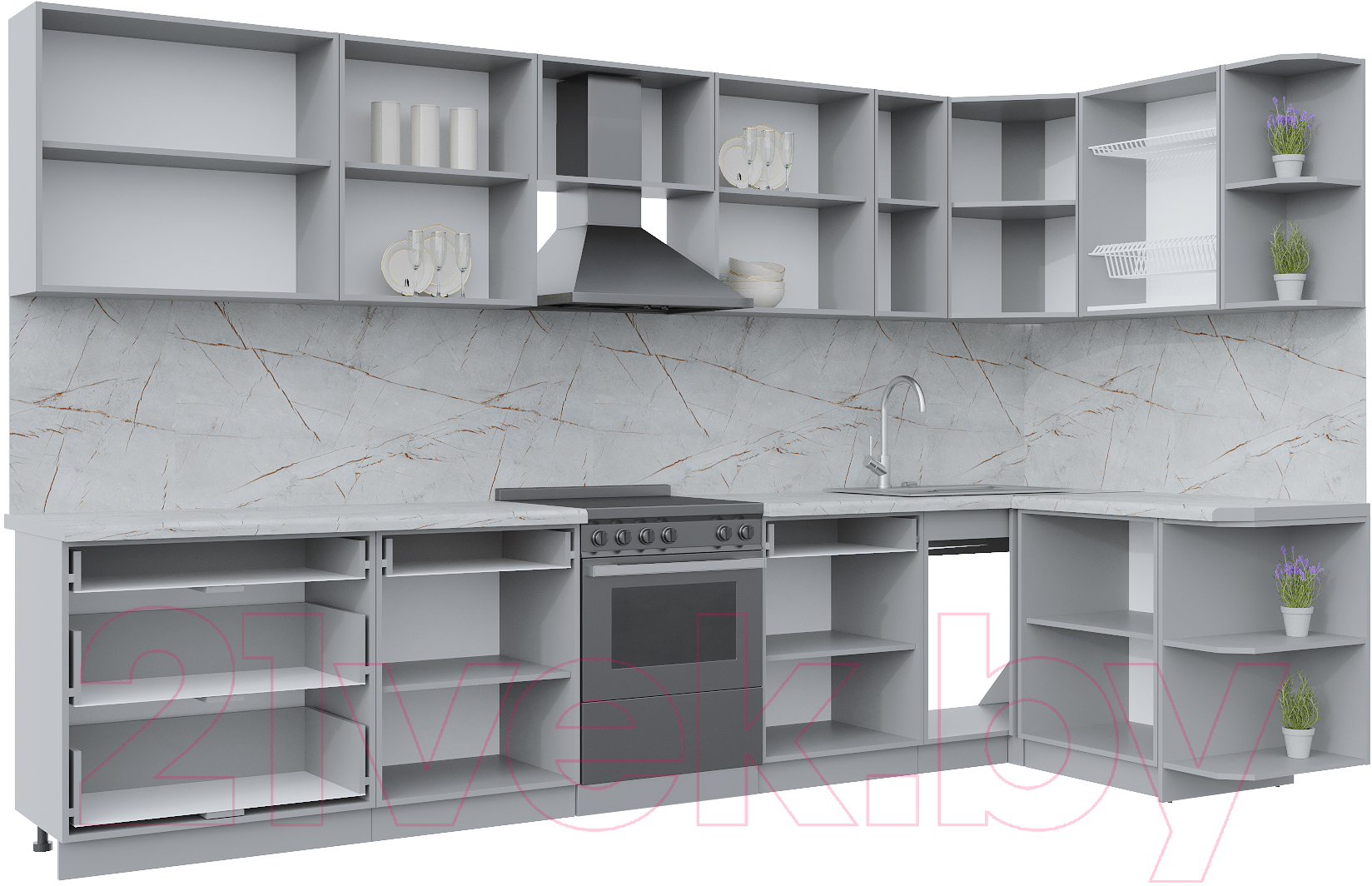 Готовая кухня Интерлиния Берес 1.5x3.5 правая