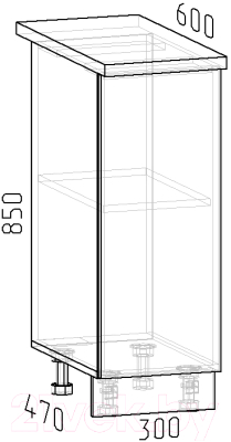 Шкаф-стол кухонный Интермебель Микс Топ ШСР 850-1-300 (белый премиум/мрамор лацио светлый)