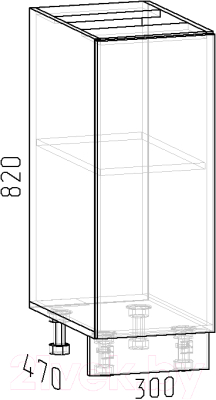Шкаф-стол кухонный Интермебель Микс Топ ШСР 850-1-300 без столешницы (белый премиум)
