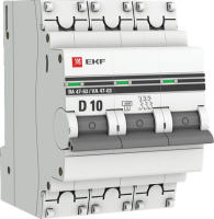 Выключатель автоматический EKF 3P 10А (D) 4,5kA ВА 47-63 / mcb4763-3-10D-pro - 