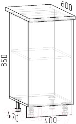 Шкаф-стол кухонный Интермебель Микс Топ ШСР 850-1-400 (графит серый/мрамор лацио светлый)