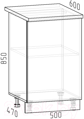 Шкаф-стол кухонный Интермебель Микс Топ ШСР 850-1-500 (белый премиум/тунис)