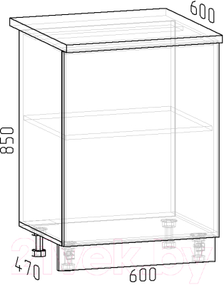Шкаф-стол кухонный Интермебель Микс Топ ШСР 850-1-600 (графит серый/тунис)