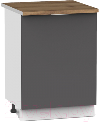 Шкаф под мойку Интермебель Микс Топ ШСРМ 850-2-600 (графит серый/дуб фигурный светлый)