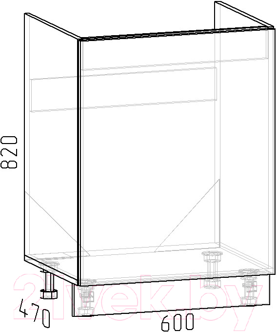 Шкаф под мойку Интермебель Микс Топ ШСРМ 850-2-600 без столешницы