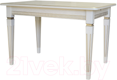 Обеденный стол Мебелик Васко В 86Н (слоновая кость/золото)