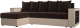 Диван угловой Лига Диванов Дубай лайт левый (микровельвет коричневый/экокожа бежевый) -