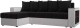 Диван угловой Лига Диванов Дубай лайт левый (микровельвет черный/экокожа белый) -