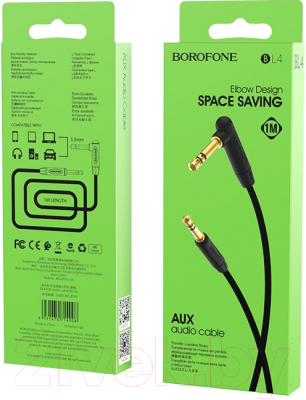 Кабель Borofone BL4 AUX Jack3.5 M (2м, черный)