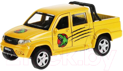 Автомобиль игрушечный Технопарк УАЗ Пикап Динозавры / PICKUP-12DIN-YE (желтый)