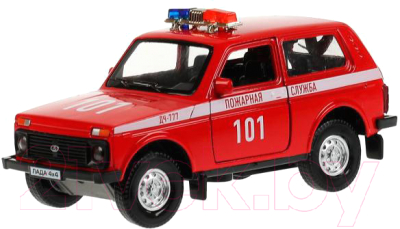 Гараж игрушечный Технопарк Гараж Пожарная часть Lada 4x4 / GARAGESMA-20PLFRI-LAD