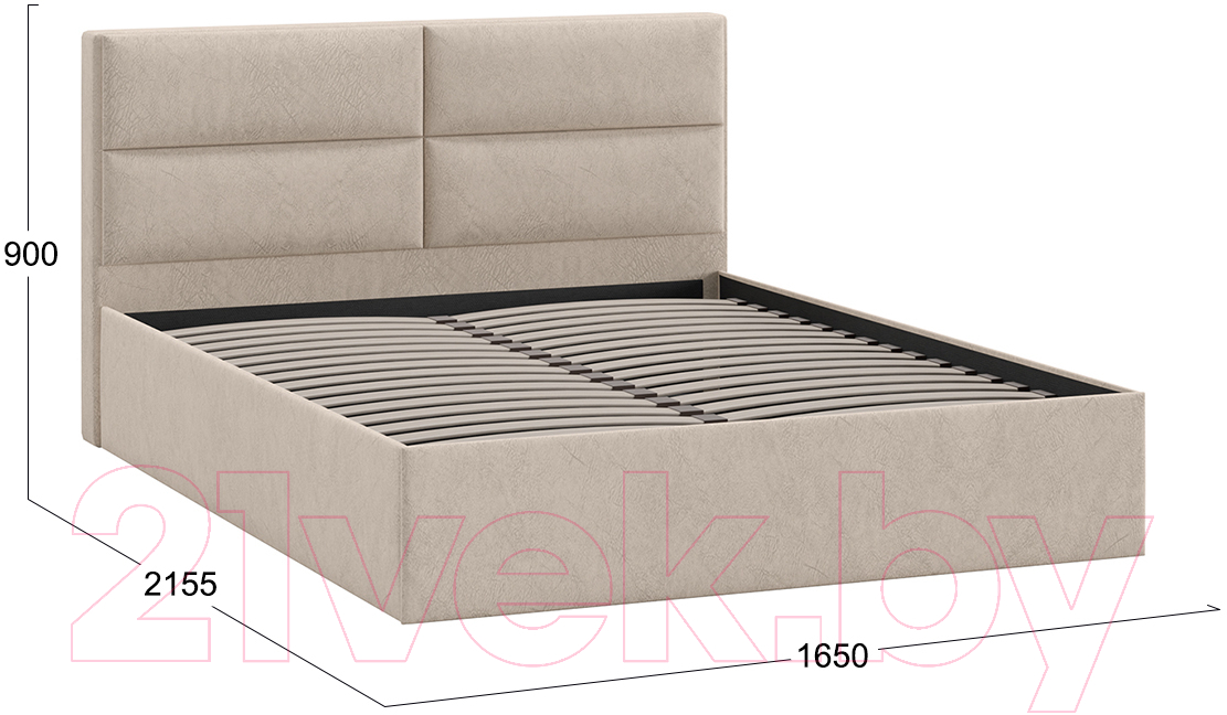Каркас кровати ТриЯ Глосс Универсальный тип 1 160x200 (микровелюр Wellmart Dark Beige) — фото 3