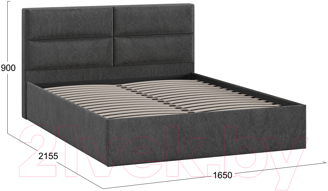 Каркас кровати ТриЯ Глосс Универсальный тип 1 160x200 (микровелюр Wellmart Graphite) — фото 3