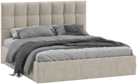 Двуспальная кровать ТриЯ Эмбер универсальный тип 1 с ПМ 160x200 (микровелюр Jercy Cream) - 