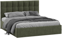 Двуспальная кровать ТриЯ Эмбер универсальный тип 1 с ПМ 160x200 (микровелюр Jercy Deep Green) - 