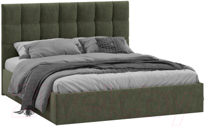 Двуспальная кровать ТриЯ Эмбер универсальный тип 1 с ПМ 160x200 (микровелюр Jercy Deep Green)