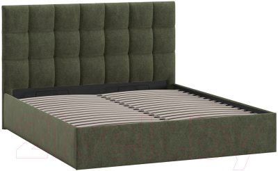 Двуспальная кровать ТриЯ Эмбер универсальный тип 1 с ПМ 160x200 (микровелюр Jercy Deep Green)