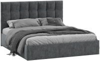 Двуспальная кровать ТриЯ Эмбер универсальный тип 1 с ПМ 160x200 (микровелюр Jercy Graphite) - 