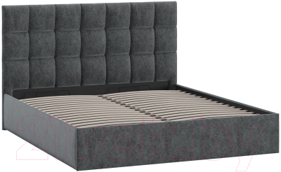 Двуспальная кровать ТриЯ Эмбер универсальный тип 1 с ПМ 160x200 (микровелюр Jercy Graphite)