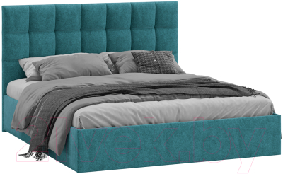 Двуспальная кровать ТриЯ Эмбер универсальный тип 1 с ПМ 160x200 (микровелюр Jercy Izumrud)