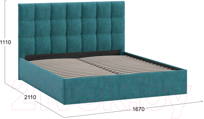 Двуспальная кровать ТриЯ Эмбер универсальный тип 1 с ПМ 160x200 (микровелюр Jercy Izumrud)