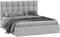 Двуспальная кровать ТриЯ Эмбер универсальный тип 1 с ПМ 160x200 (микровелюр Jercy Silver) - 
