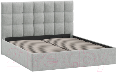 Двуспальная кровать ТриЯ Эмбер универсальный тип 1 с ПМ 160x200 (микровелюр Jercy Silver)