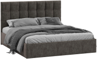 Двуспальная кровать ТриЯ Эмбер универсальный тип 1 с ПМ 160x200 (микровелюр Jercy Stone) - 