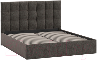 Двуспальная кровать ТриЯ Эмбер универсальный тип 1 с ПМ 160x200 (микровелюр Jercy Stone)