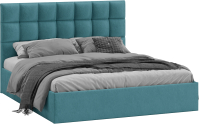 Двуспальная кровать ТриЯ Эмбер универсальный тип 1 с ПМ 160x200 (микровелюр Wellmart Indigo) - 