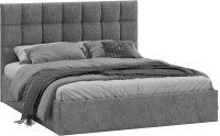 Двуспальная кровать ТриЯ Эмбер универсальный тип 1 с ПМ 160x200 (микровелюр Wellmart Silver) - 