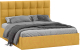 Двуспальная кровать ТриЯ Эмбер универсальный тип 1 с ПМ 160x200 (микровелюр Wellmart Yellow) - 