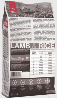 Сухой корм для собак Blitz Pets Sensitive Lamb & Rice All Breeds / 4203 (2кг)