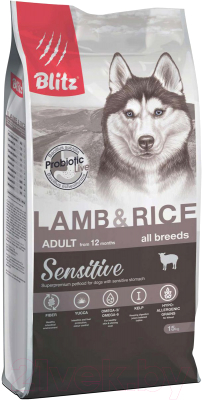 Сухой корм для собак Blitz Pets Sensitive Adult Lamb & Rice / 4204