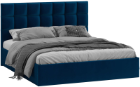Двуспальная кровать ТриЯ Эмбер универсальный тип 1 с ПМ 160x200 (велюр Confetti Blue) - 