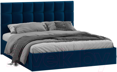 Двуспальная кровать ТриЯ Эмбер универсальный тип 1 с ПМ 160x200 (велюр Confetti Blue)