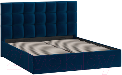 Двуспальная кровать ТриЯ Эмбер универсальный тип 1 с ПМ 160x200 (велюр Confetti Blue)