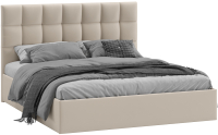 Двуспальная кровать ТриЯ Эмбер универсальный тип 1 с ПМ 160x200 (велюр Confetti Cream) - 