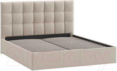 Двуспальная кровать ТриЯ Эмбер универсальный тип 1 с ПМ 160x200 (велюр Confetti Cream)