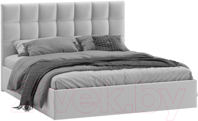 Двуспальная кровать ТриЯ Эмбер универсальный тип 1 с ПМ 160x200 (велюр Confetti Silver)
