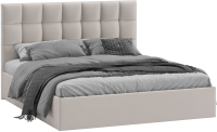 Двуспальная кровать ТриЯ Эмбер универсальный тип 1 с ПМ 160x200 (велюр Confetti Smoke) - 
