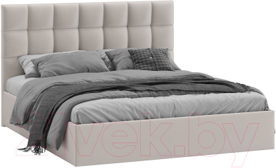 Двуспальная кровать ТриЯ Эмбер универсальный тип 1 с ПМ 160x200 (велюр Confetti Smoke)