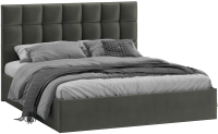 Двуспальная кровать ТриЯ Эмбер универсальный тип 1 с ПМ 160x200 (велюр Confetti Stone) - 