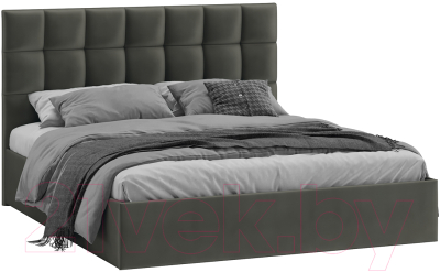 Двуспальная кровать ТриЯ Эмбер универсальный тип 1 с ПМ 160x200 (велюр Confetti Stone)
