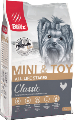 Сухой корм для собак Blitz Pets Classic Adult Mini&Toy / 4158 (7кг)