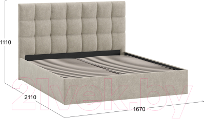 Двуспальная кровать ТриЯ Эмбер универсальный тип 1 160x200 (микровелюр Jercy Cream)