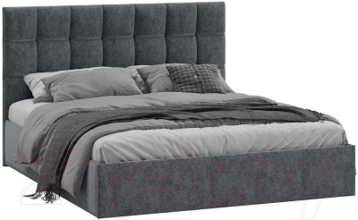 Двуспальная кровать ТриЯ Эмбер универсальный тип 1 160x200 (микровелюр Jercy Graphite)