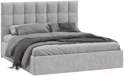 Двуспальная кровать ТриЯ Эмбер универсальный тип 1 160x200 (микровелюр Jercy Silver)